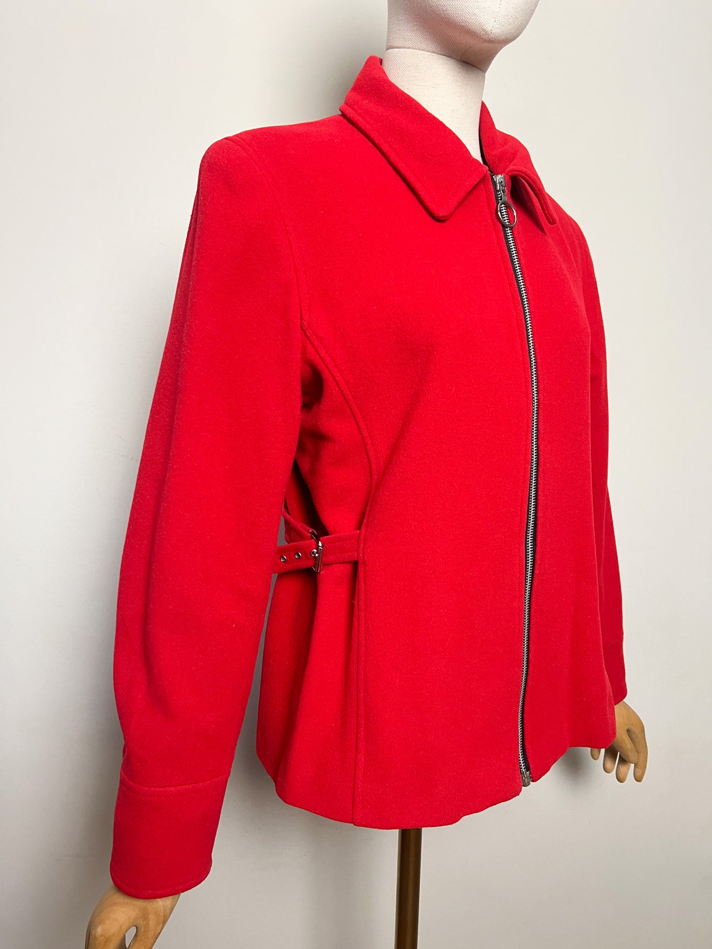 Veste Courte Laine Rouge Vintage Années 90 - Coupe Cintrée- Fashion Studio - T40/42