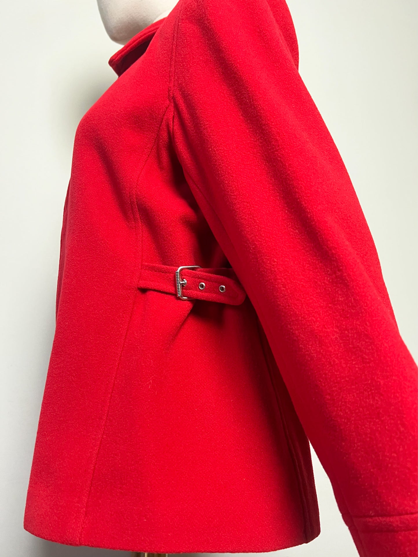 Veste Courte Laine Rouge Vintage Années 90 - Coupe Cintrée- Fashion Studio - T40/42