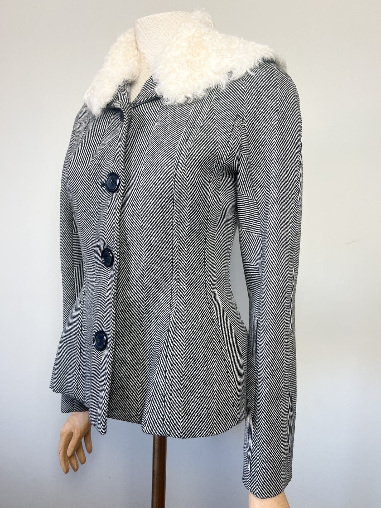 Veste CHRISTIAN DIOR BOUTIQUE (Période John Galliano) - 100% Laine Vierge & Soie - Col Kalgan Amovible - Made in France - Taille 36 FR
