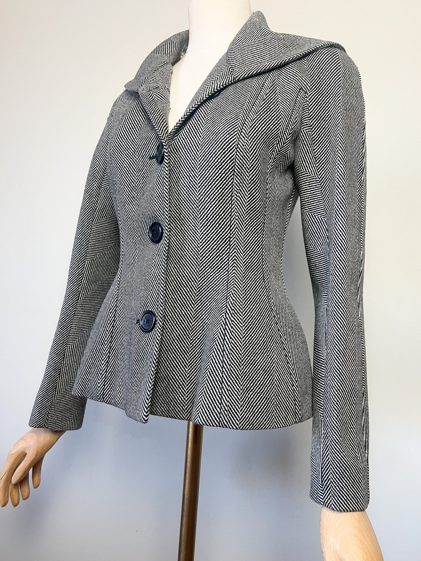 Veste CHRISTIAN DIOR BOUTIQUE (Période John Galliano) - 100% Laine Vierge & Soie - Col Kalgan Amovible - Made in France - Taille 36 FR