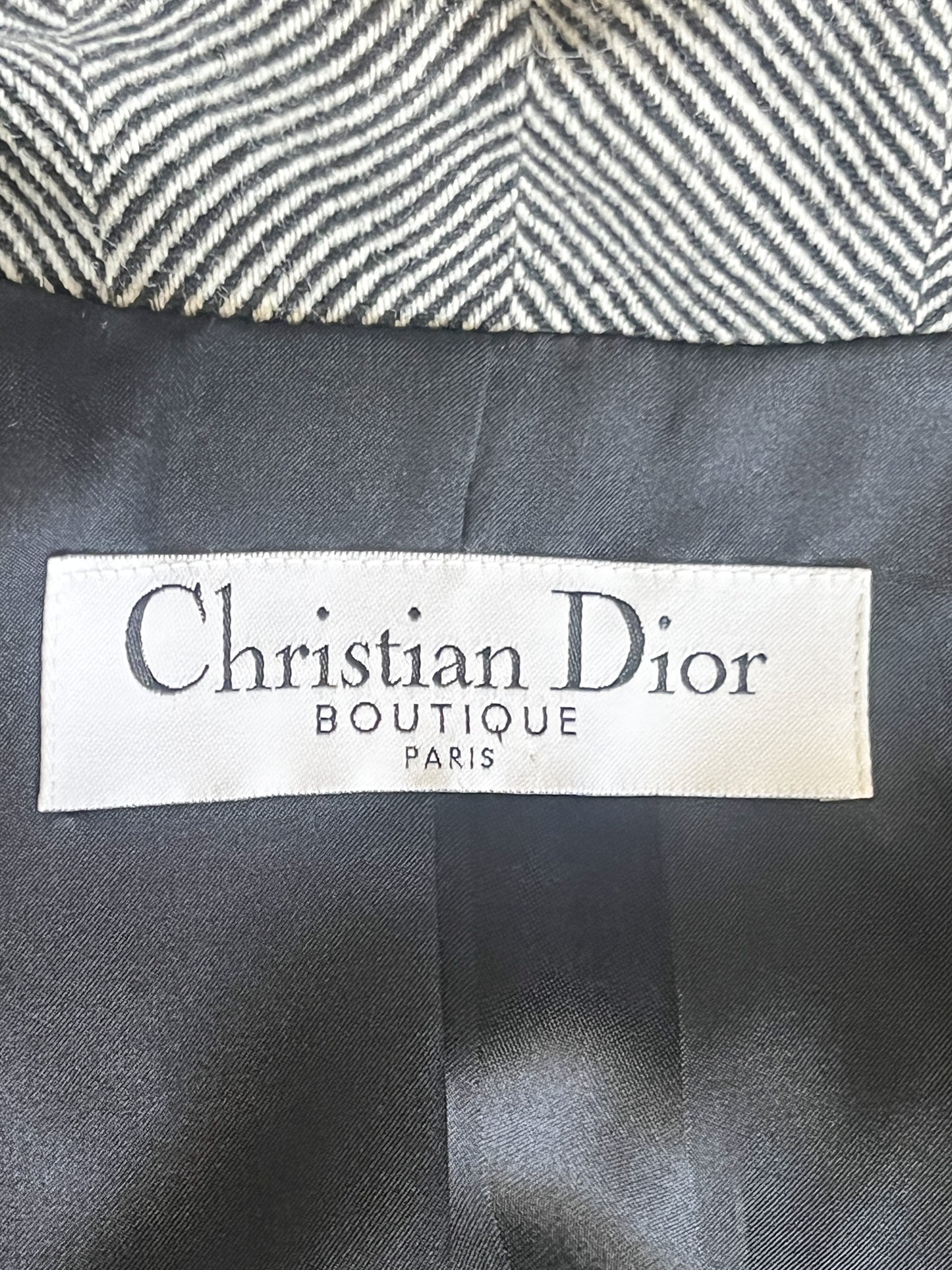 Veste CHRISTIAN DIOR BOUTIQUE (Période John Galliano) - 100% Laine Vierge & Soie - Col Kalgan Amovible - Made in France - Taille 36 FR