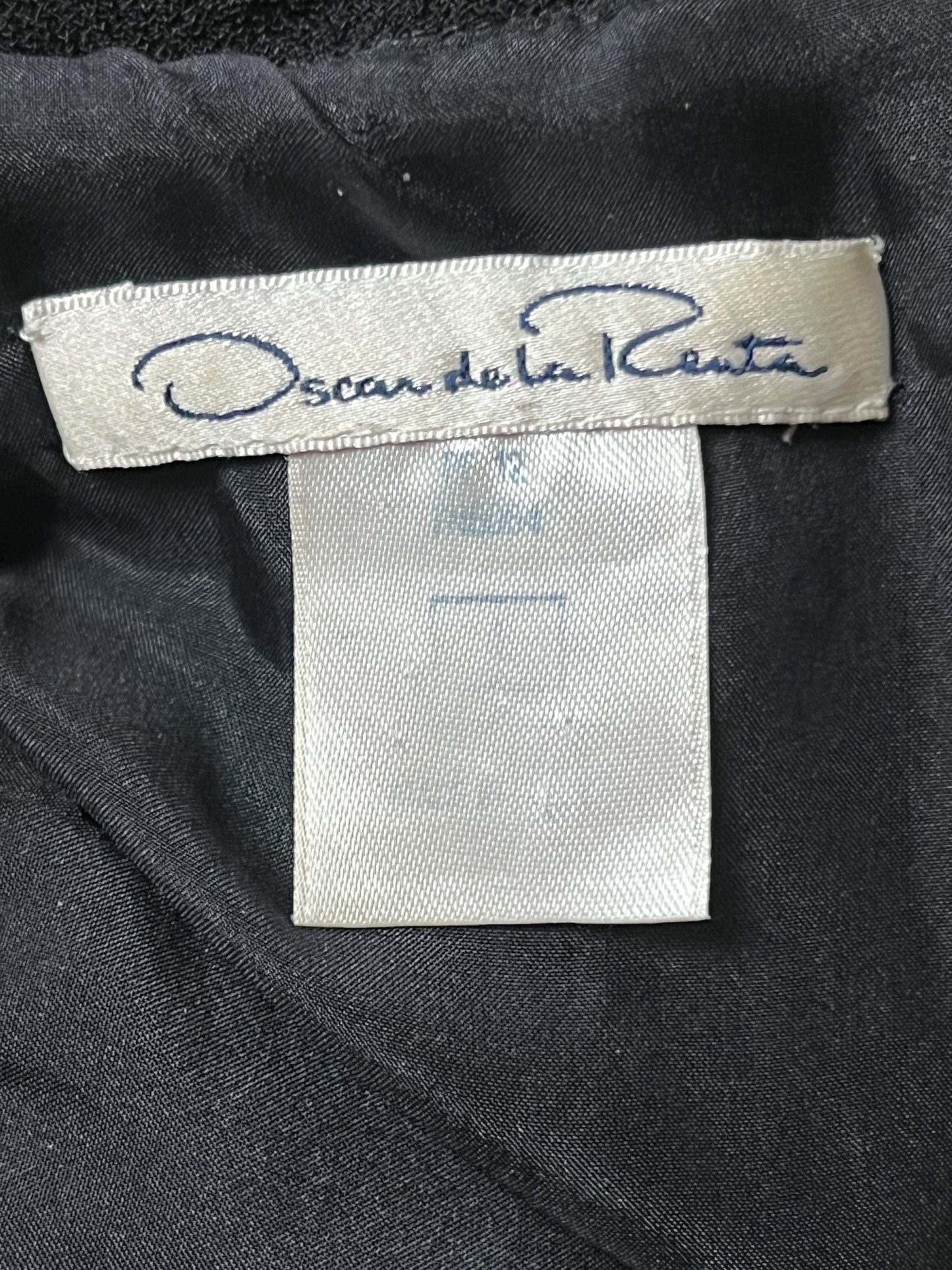 Robe Vintage Oscar de la Renta Noire - 100% Laine - Effet Faux Deux Pièces - Années 80 - Taille 36/38