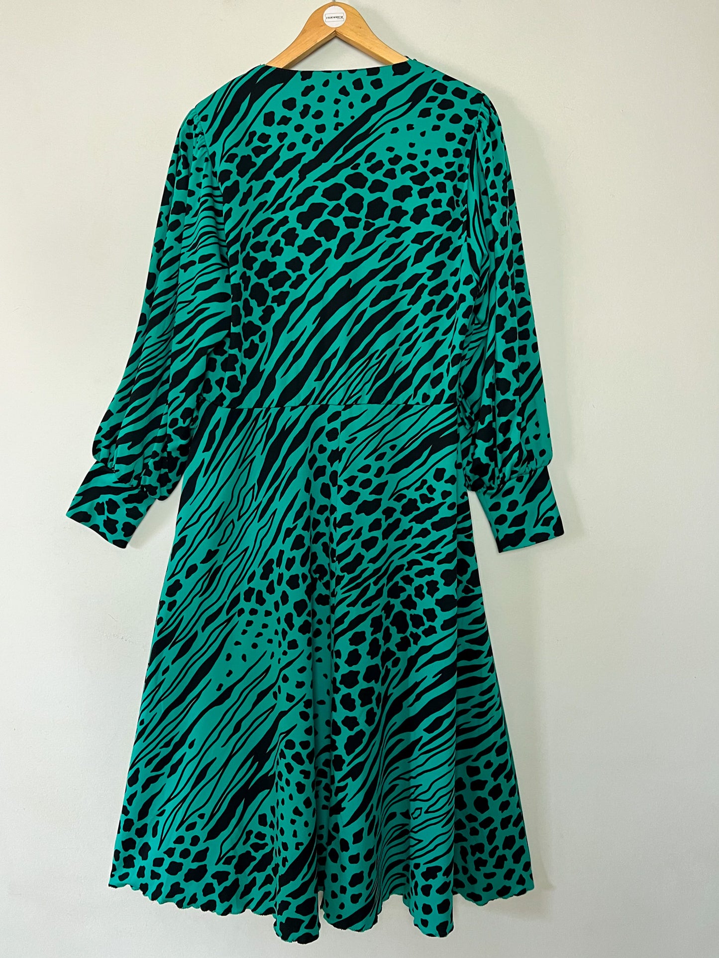 Robe Midi Vintage Verte & Noire - Imprimé Animalier - Made in France - T 40/42