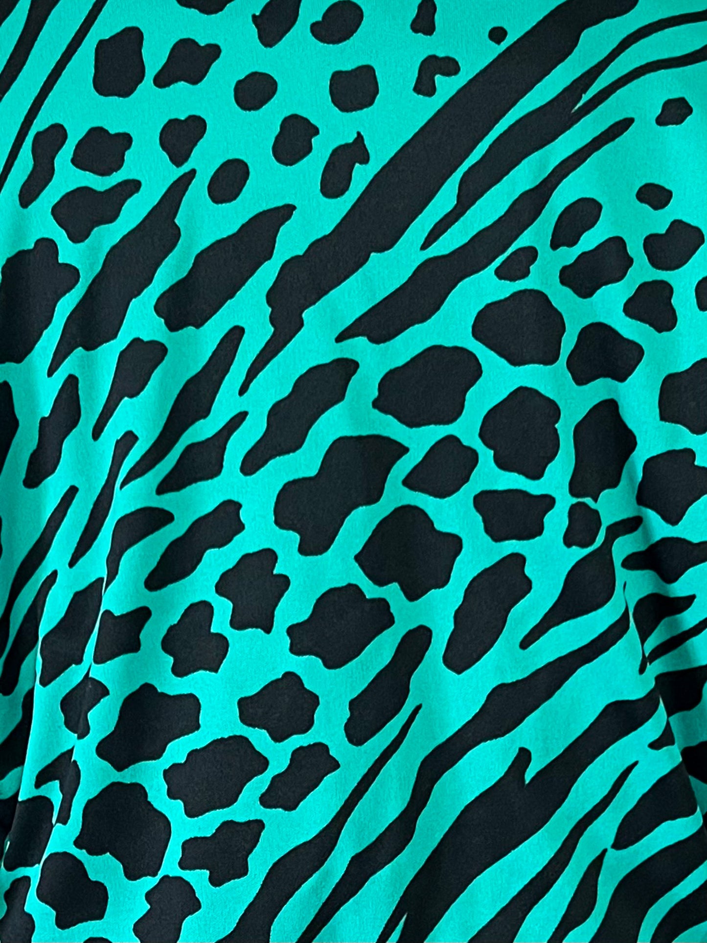 Robe Midi Vintage Verte & Noire - Imprimé Animalier - Made in France - T 40/42