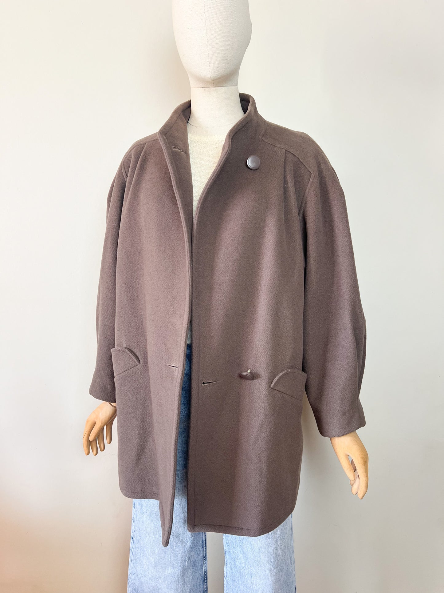 Manteau Vintage Années 90- Laine & Cachemire - Marron Glacé - Coïncidence T 38/40