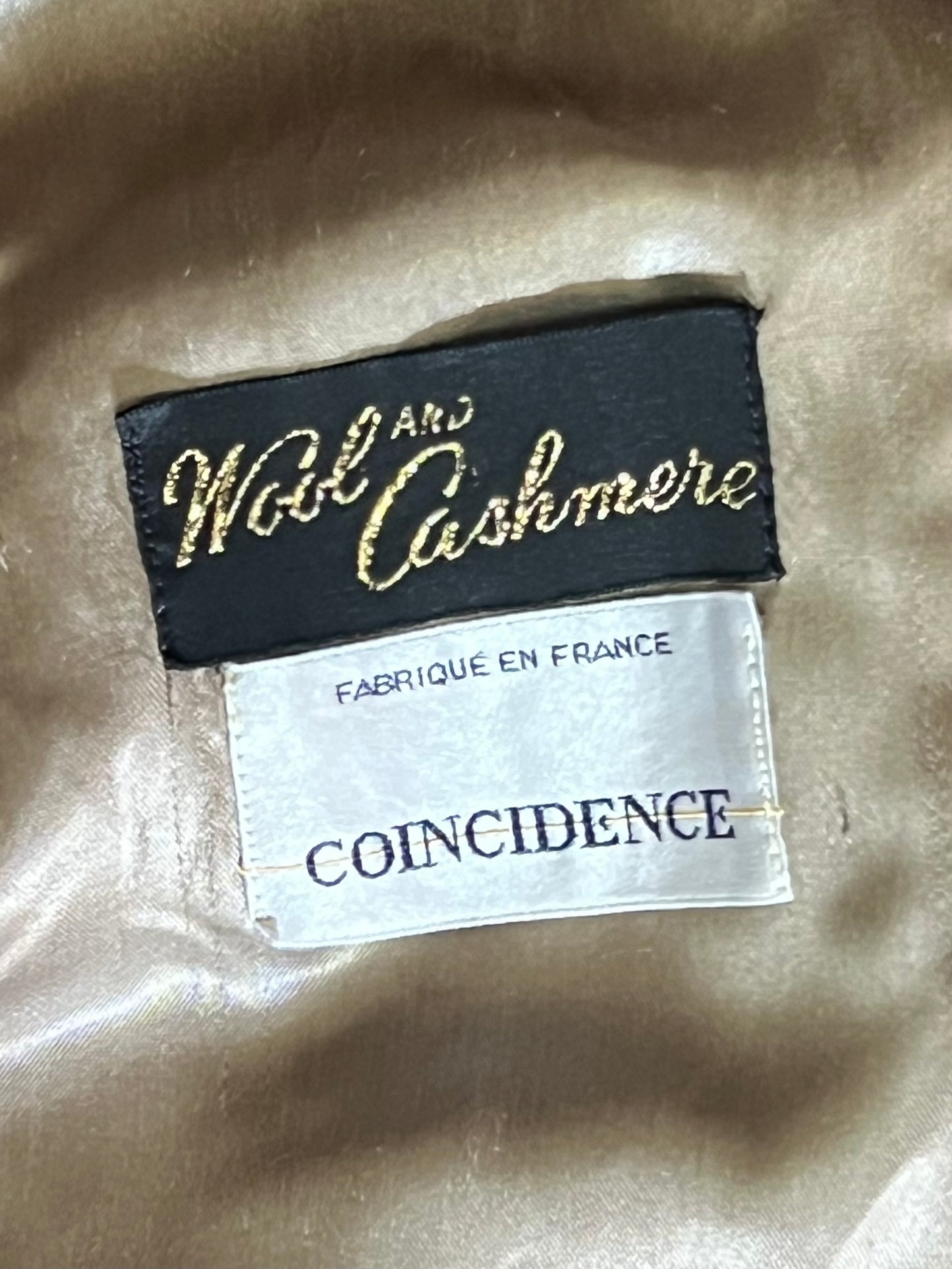 Manteau Vintage Années 90- Laine & Cachemire - Marron Glacé - Coïncidence T 38/40