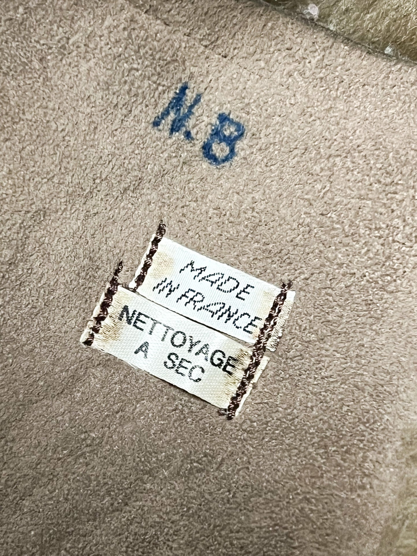Manteau Long en Peau Lainée Véritable Vintage Années 70- Made in France– T 36