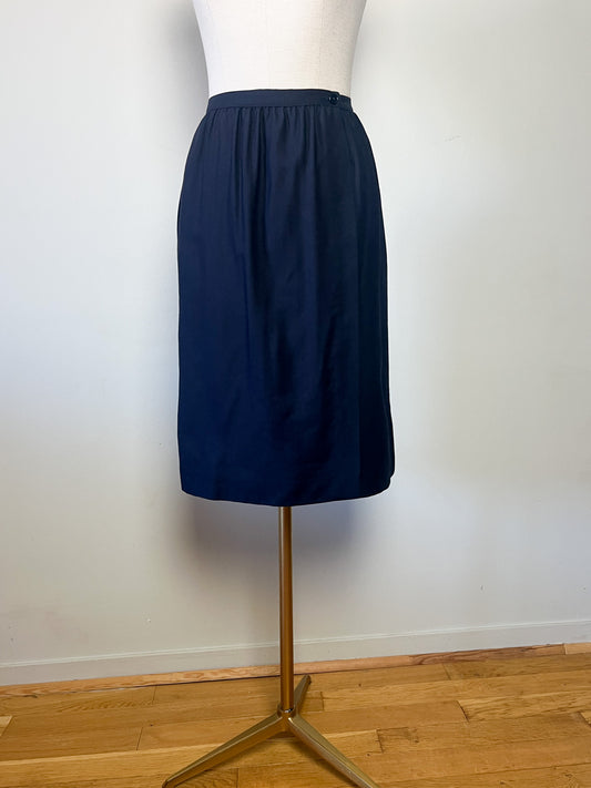 Jupe Portefeuille Valentino Miss V Vintage - Laine Marine - Made in Italy - Années 80/90 - Taille 34 FR (XS)