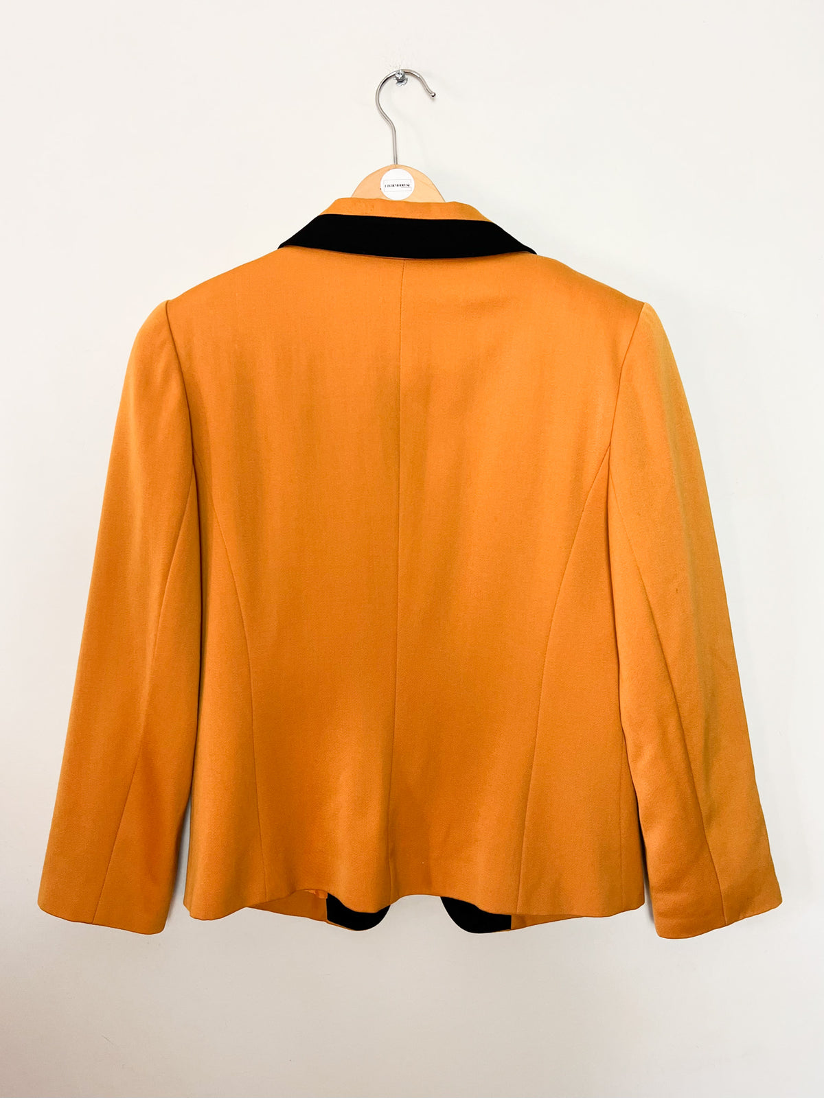 Veste de tailleur vintage années 80s moutarde & col noir 100% Pure Laine Electre Paris Taille 38/40