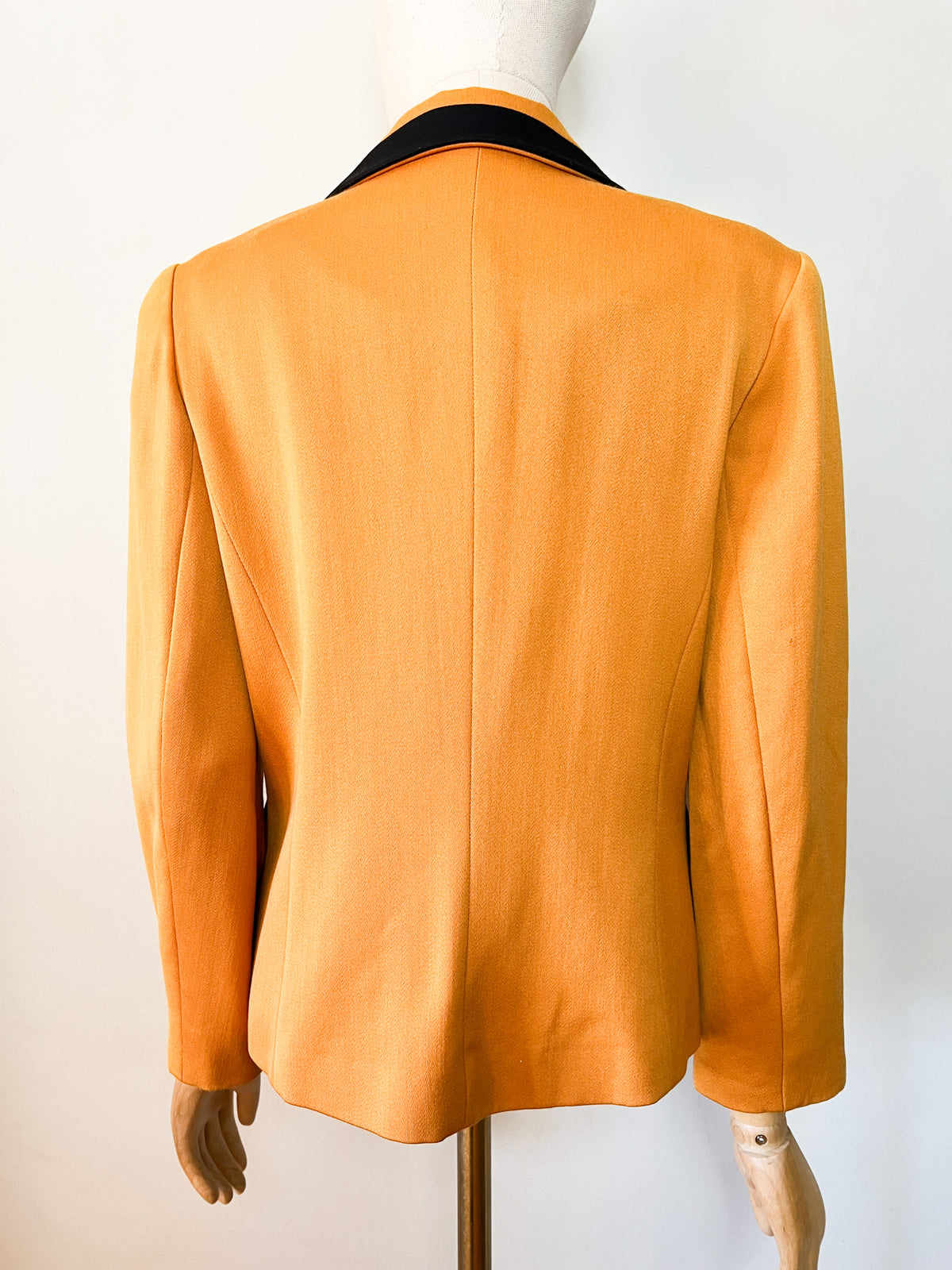 Veste de tailleur vintage années 80s moutarde & col noir 100% Pure Laine Electre Paris Taille 38/40