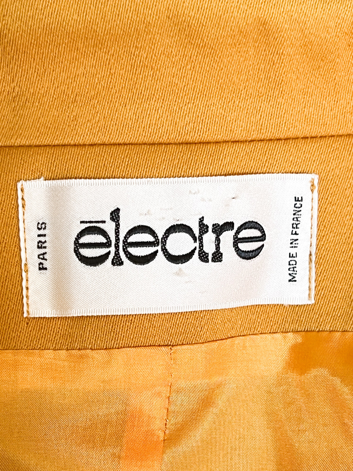 Veste de tailleur vintage années 80s moutarde & col noir 100% Pure Laine Electre Paris Taille 38/40
