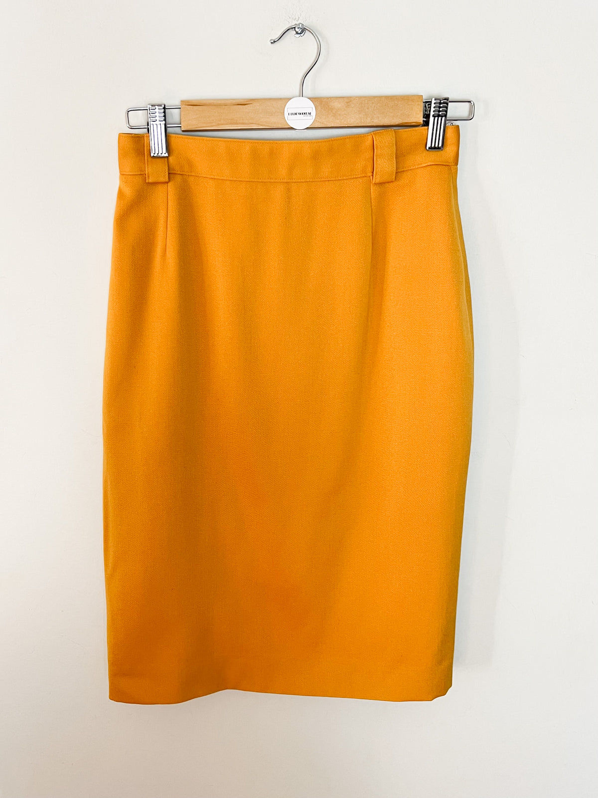 Jupe crayon vintage années 80s moutarde 100% Pure Laine Vierge Electre Paris Taille 36