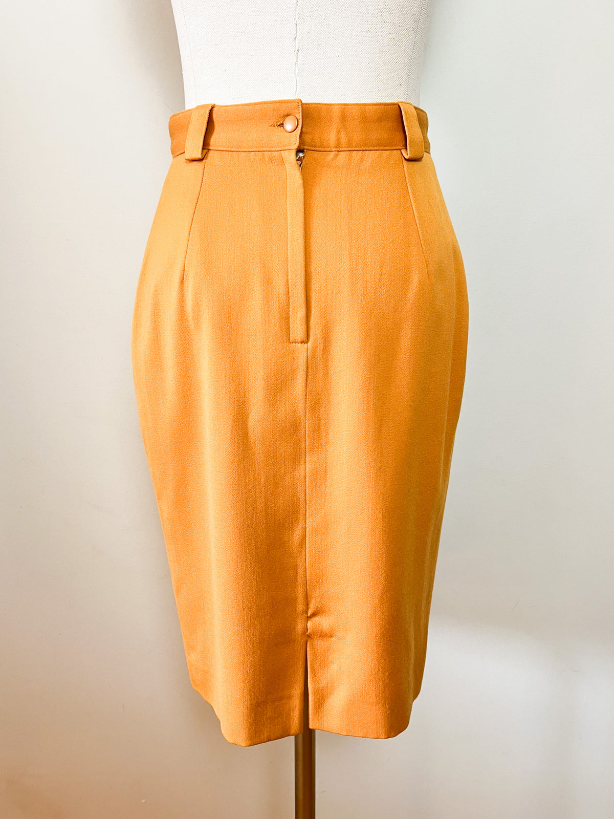 Jupe crayon vintage années 80s moutarde 100% Pure Laine Vierge Electre Paris Taille 36