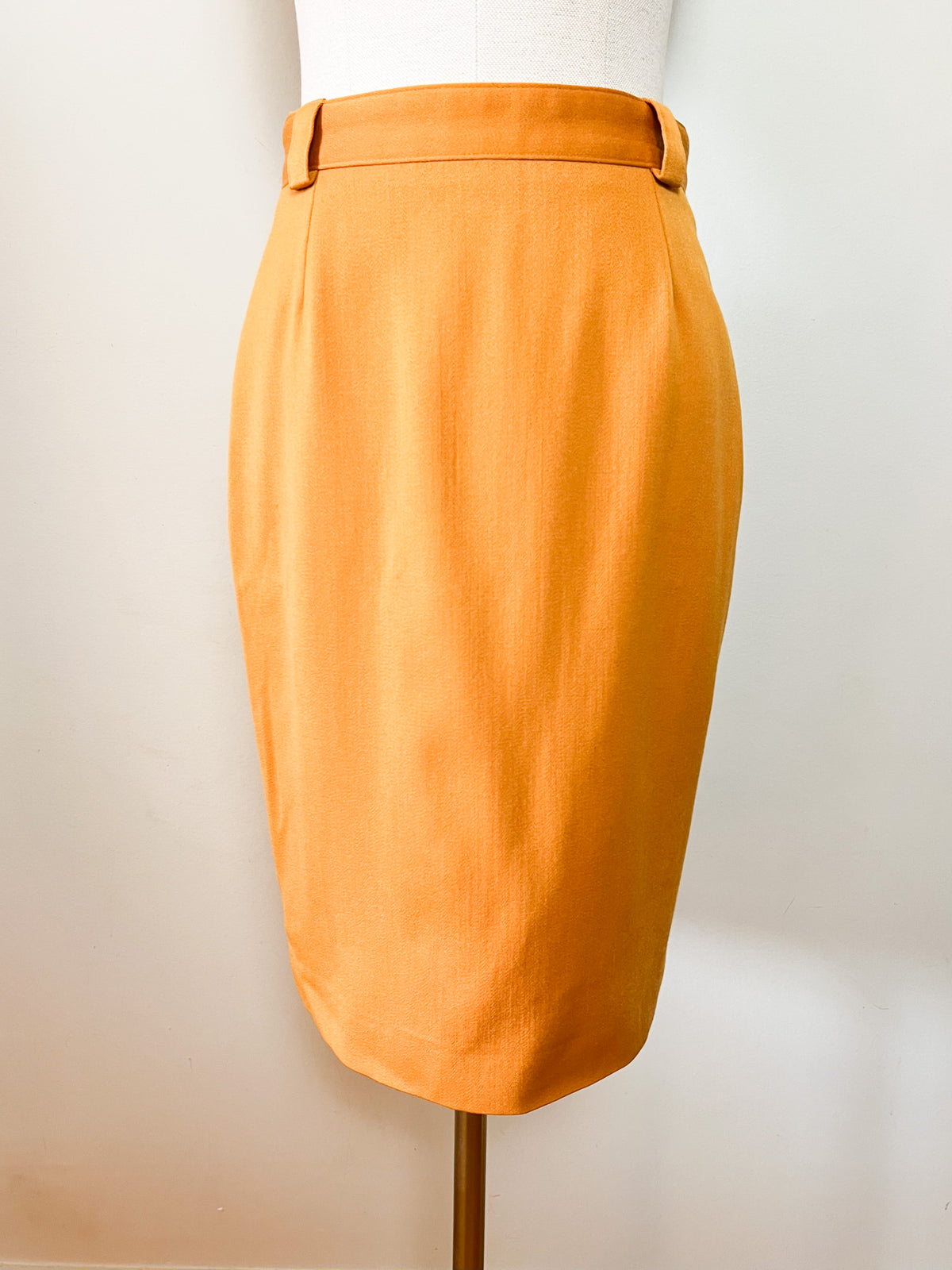 Jupe crayon vintage années 80s moutarde 100% Pure Laine Vierge Electre Paris Taille 36