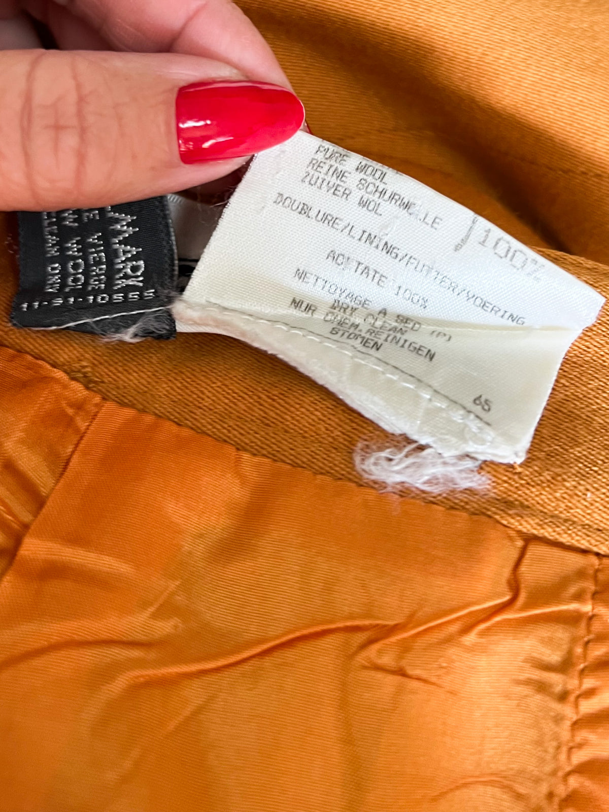 Jupe crayon vintage années 80s moutarde 100% Pure Laine Vierge Electre Paris Taille 36