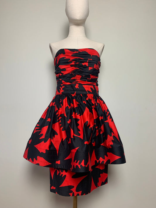 Robe bustier 2 en 1 noire et rouge vintage Lilian Fell
