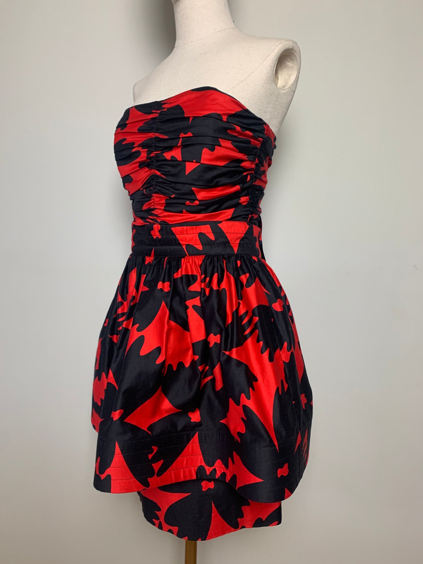 Robe bustier 2 en 1 noire et rouge vintage Lilian Fell