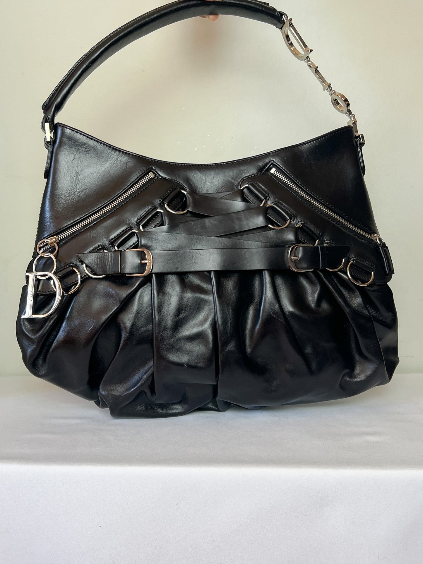 Sac à main CHRISTIAN DIOR "Ballet Corset" Période John Galliano - Cuir Noir - Zips & Sangles Multiples - Années 2000 - Pièce Archive