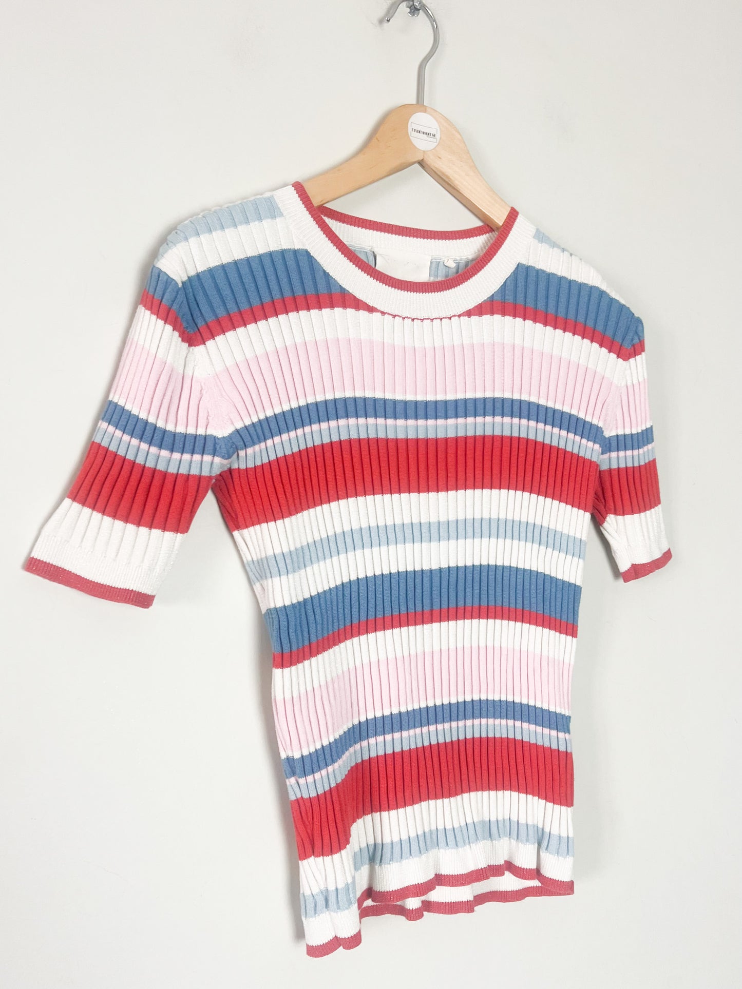 Top t-shirt manches courtes Irisé - Rayures Multicolores - Look Rétro - Marie Sixtine T36