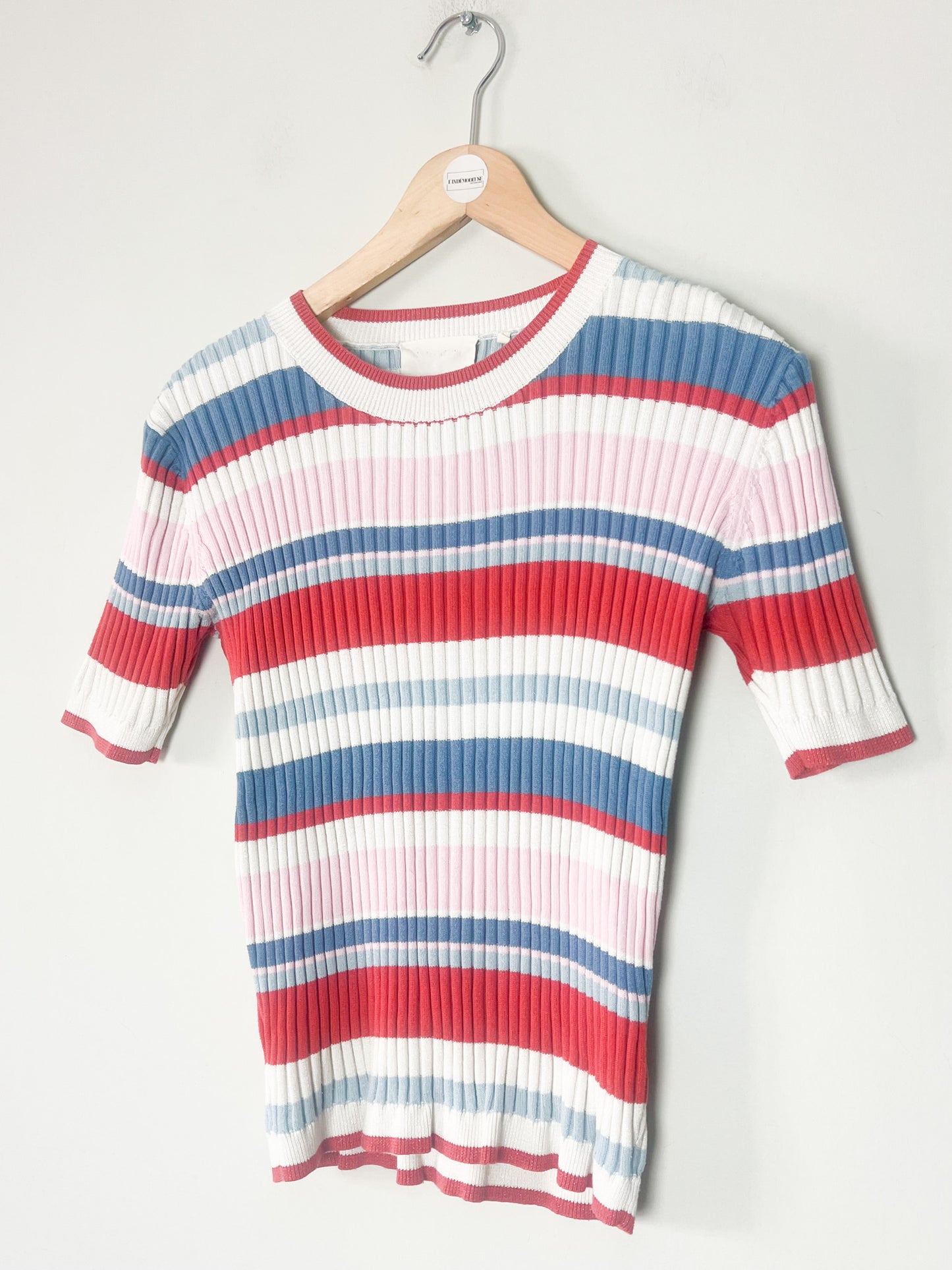 Top t-shirt manches courtes Irisé - Rayures Multicolores - Look Rétro - Marie Sixtine T36