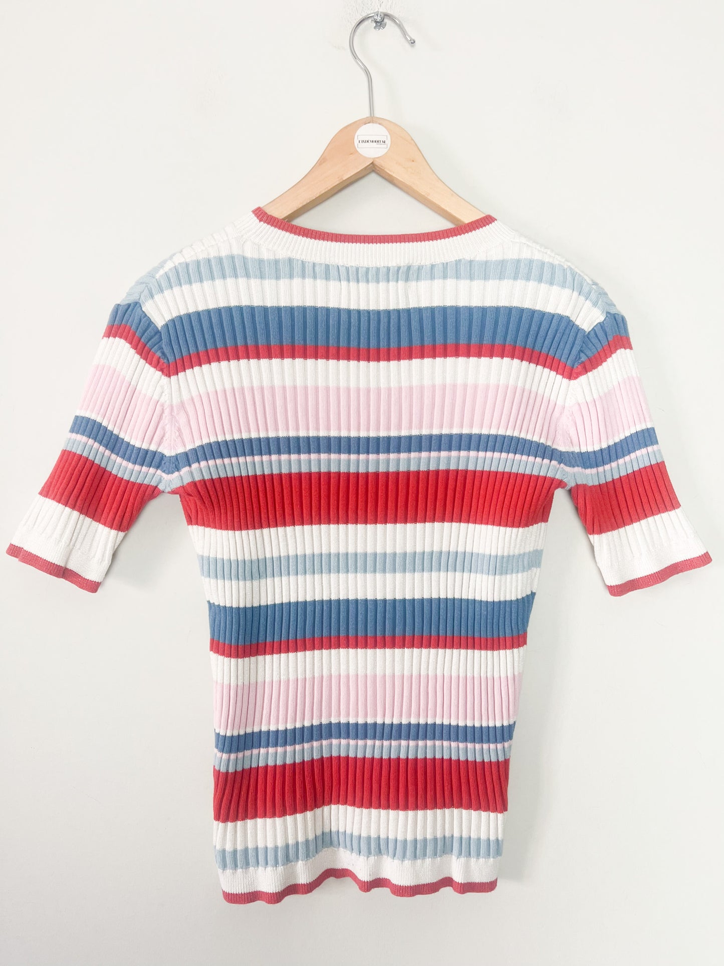 Top t-shirt manches courtes Irisé - Rayures Multicolores - Look Rétro - Marie Sixtine T36