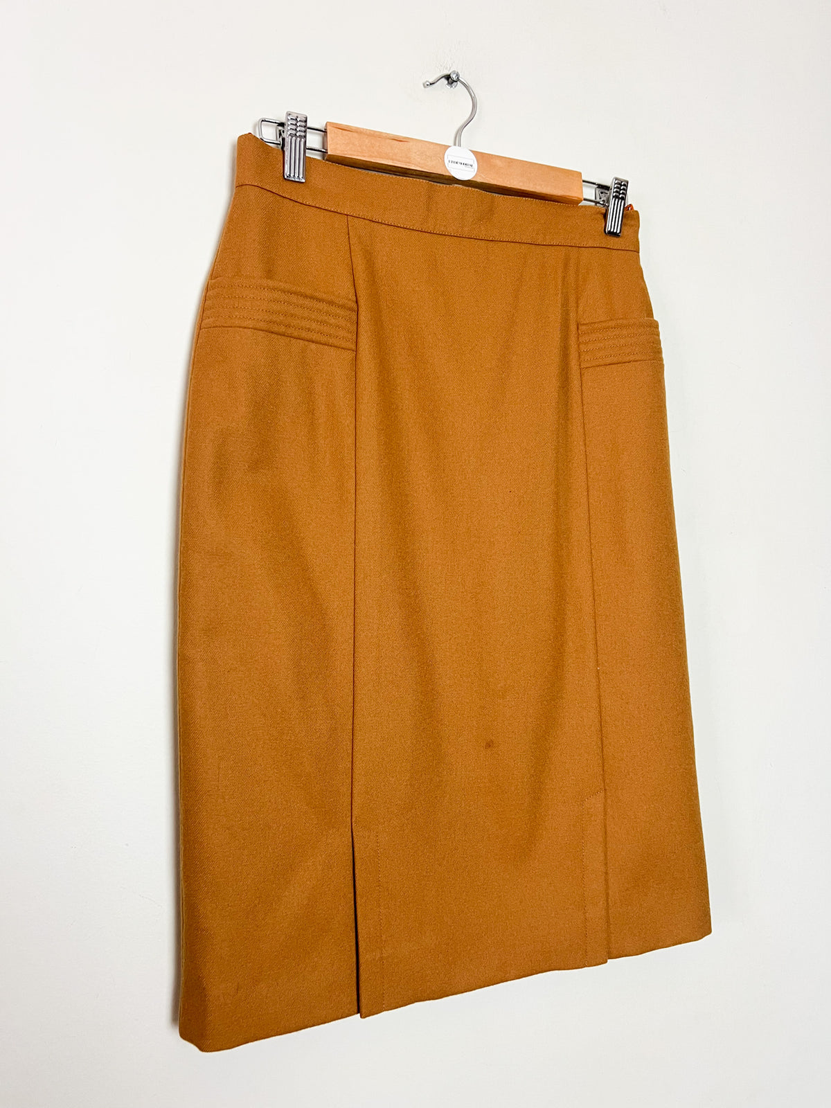Jupe droite vintage années 70s 80s marron bronze 100 % Laine René Wells Paris Made in France Taille 36