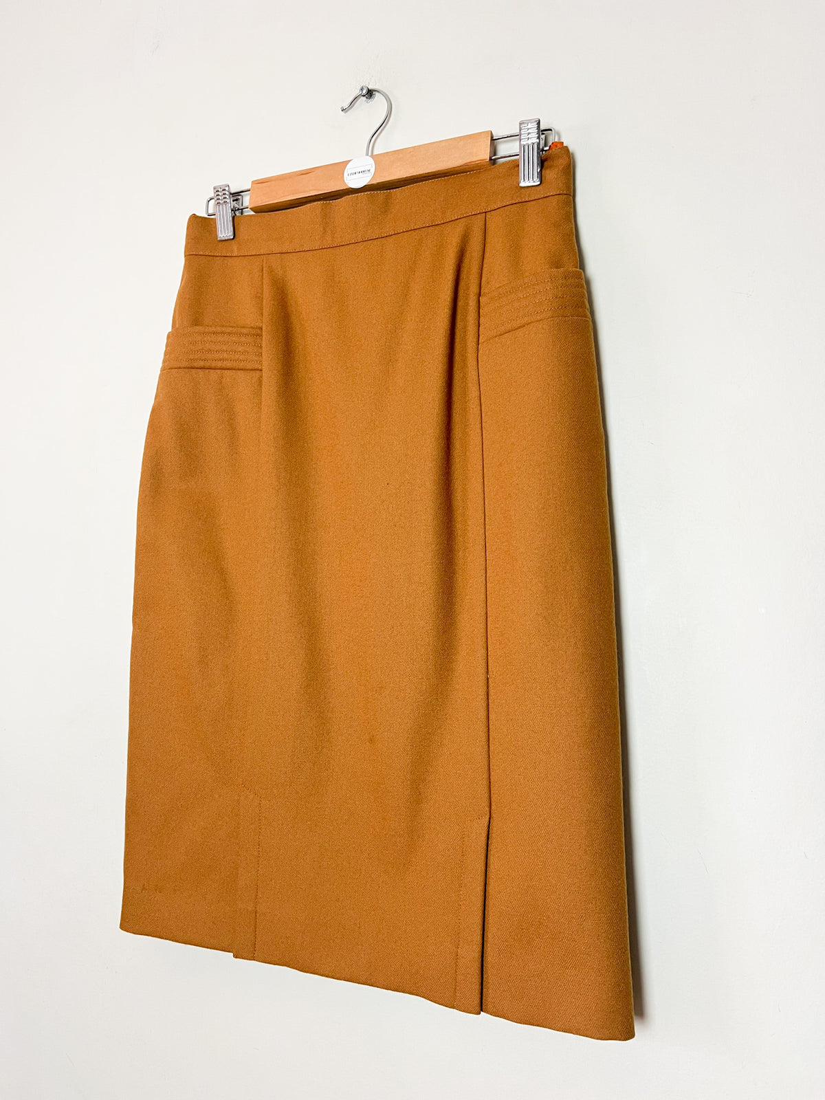 Jupe droite vintage années 70s 80s marron bronze 100 % Laine René Wells Paris Made in France Taille 36