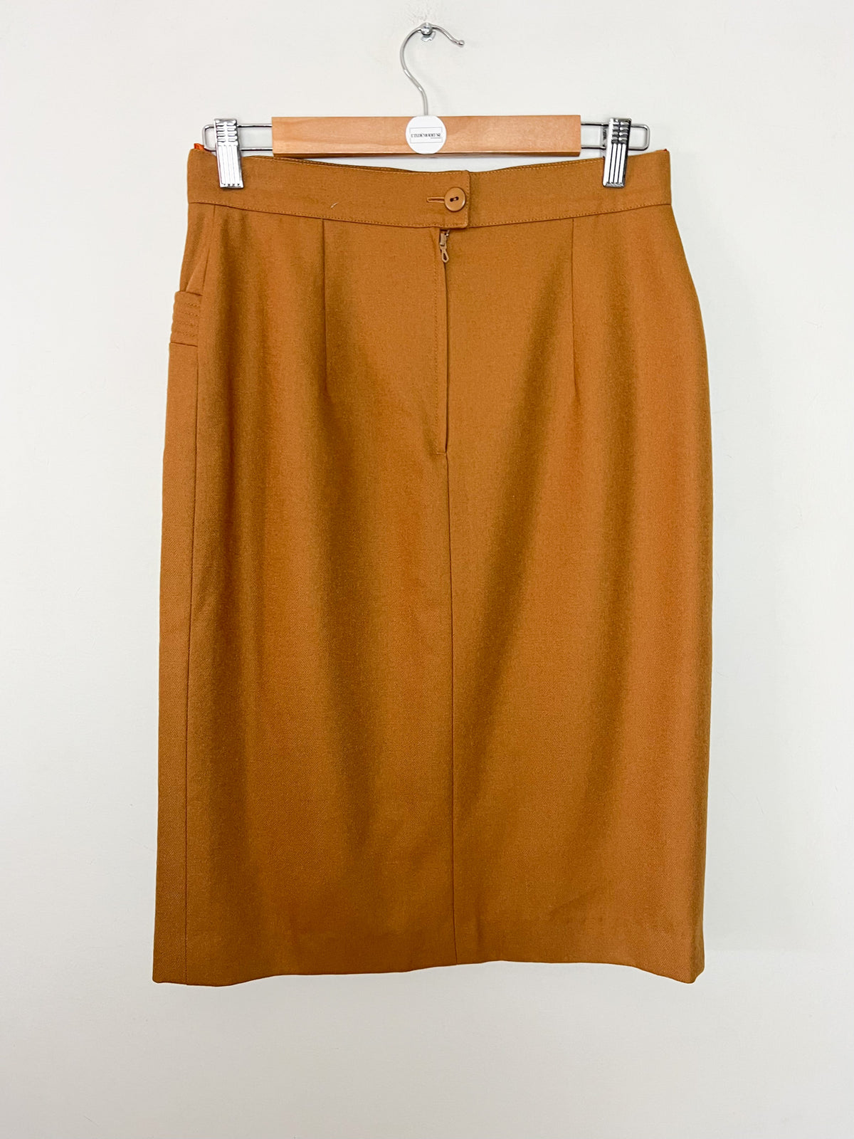 Jupe droite vintage années 70s 80s marron bronze 100 % Laine René Wells Paris Made in France Taille 36