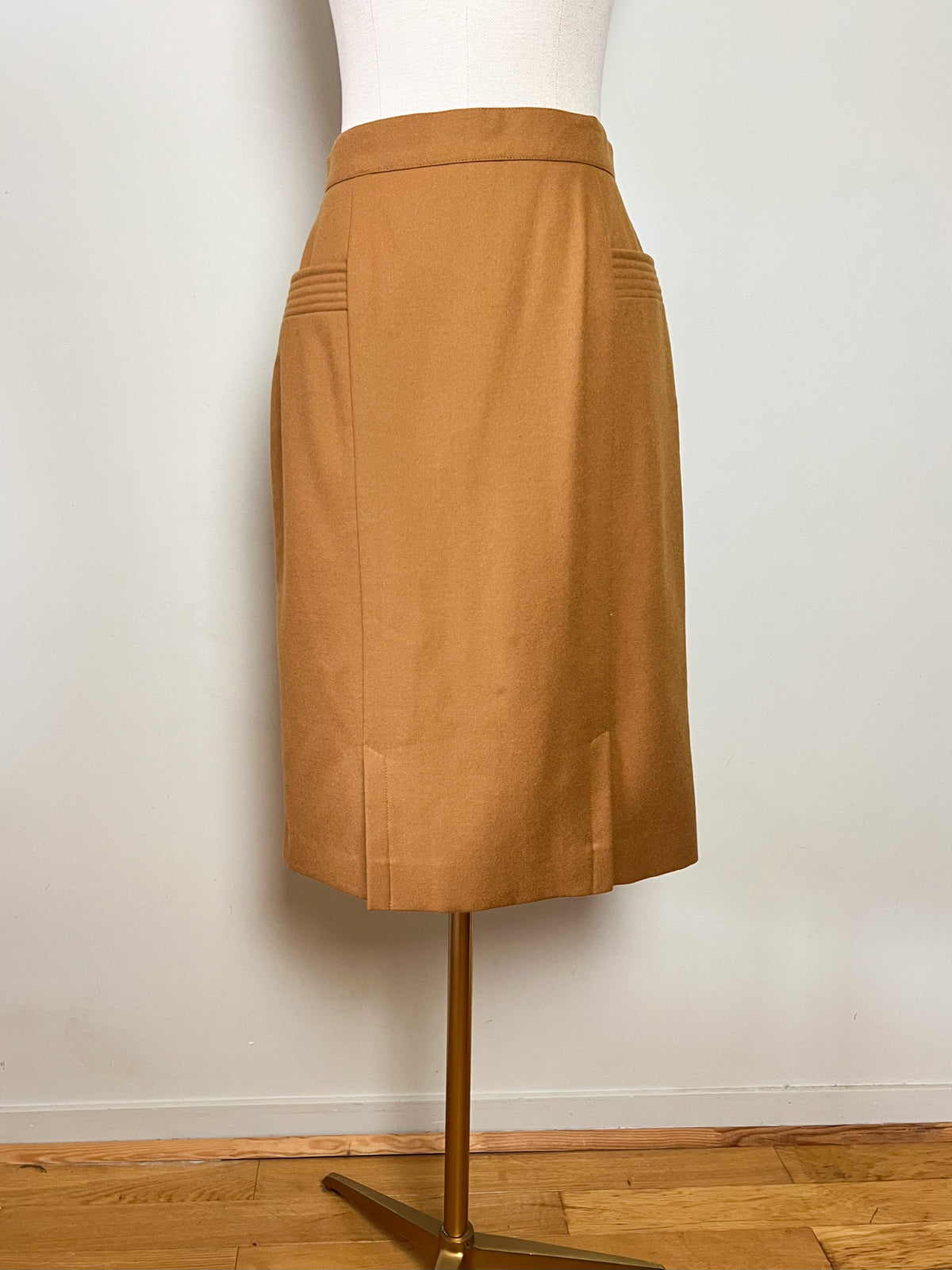 Jupe droite vintage années 70s 80s marron bronze 100 % Laine René Wells Paris Made in France Taille 36