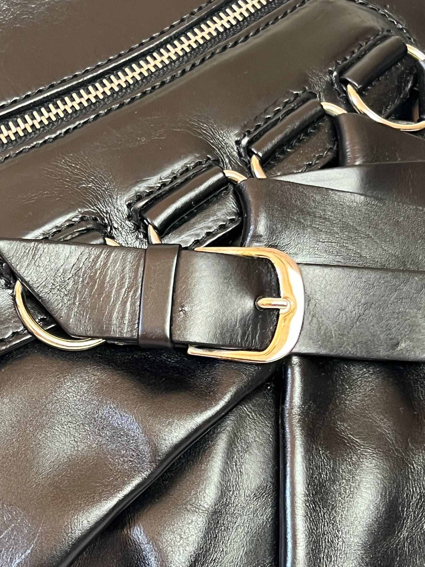 Sac à main CHRISTIAN DIOR "Ballet Corset" Période John Galliano - Cuir Noir - Zips & Sangles Multiples - Années 2000 - Pièce Archive