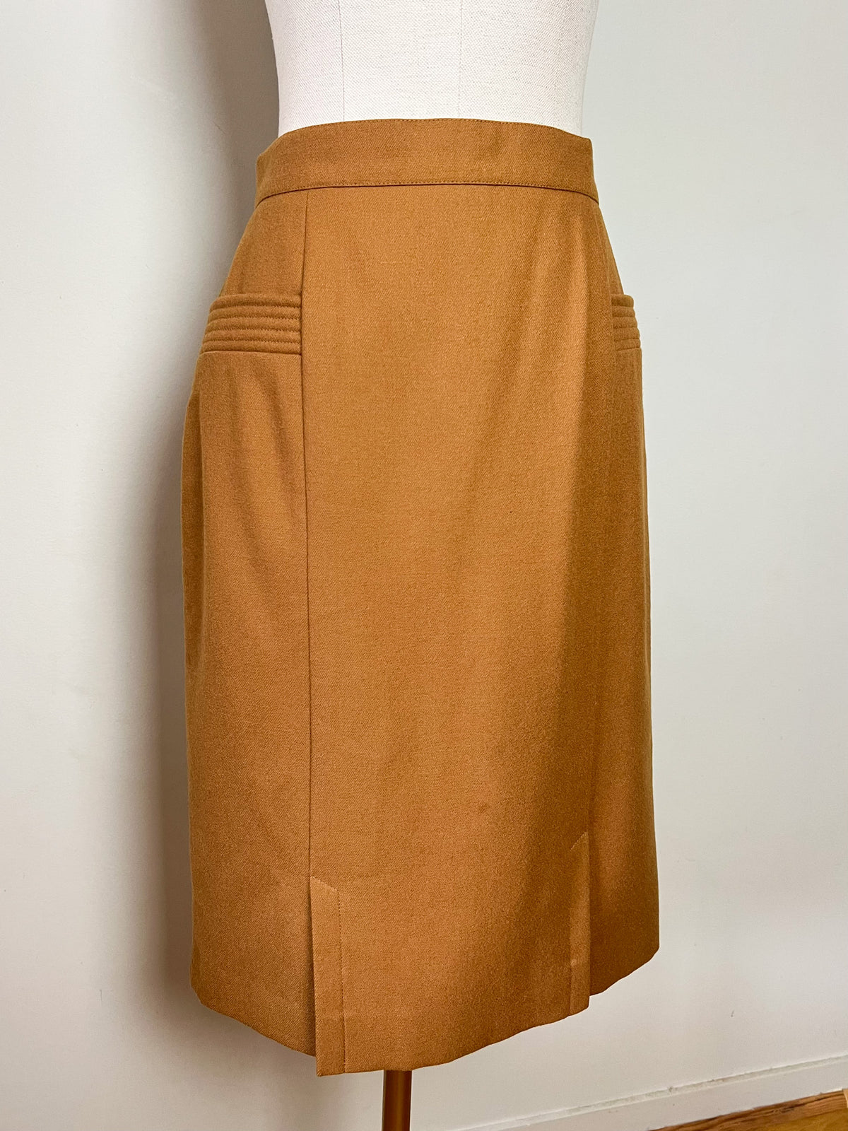 Jupe droite vintage années 70s 80s marron bronze 100 % Laine René Wells Paris Made in France Taille 36