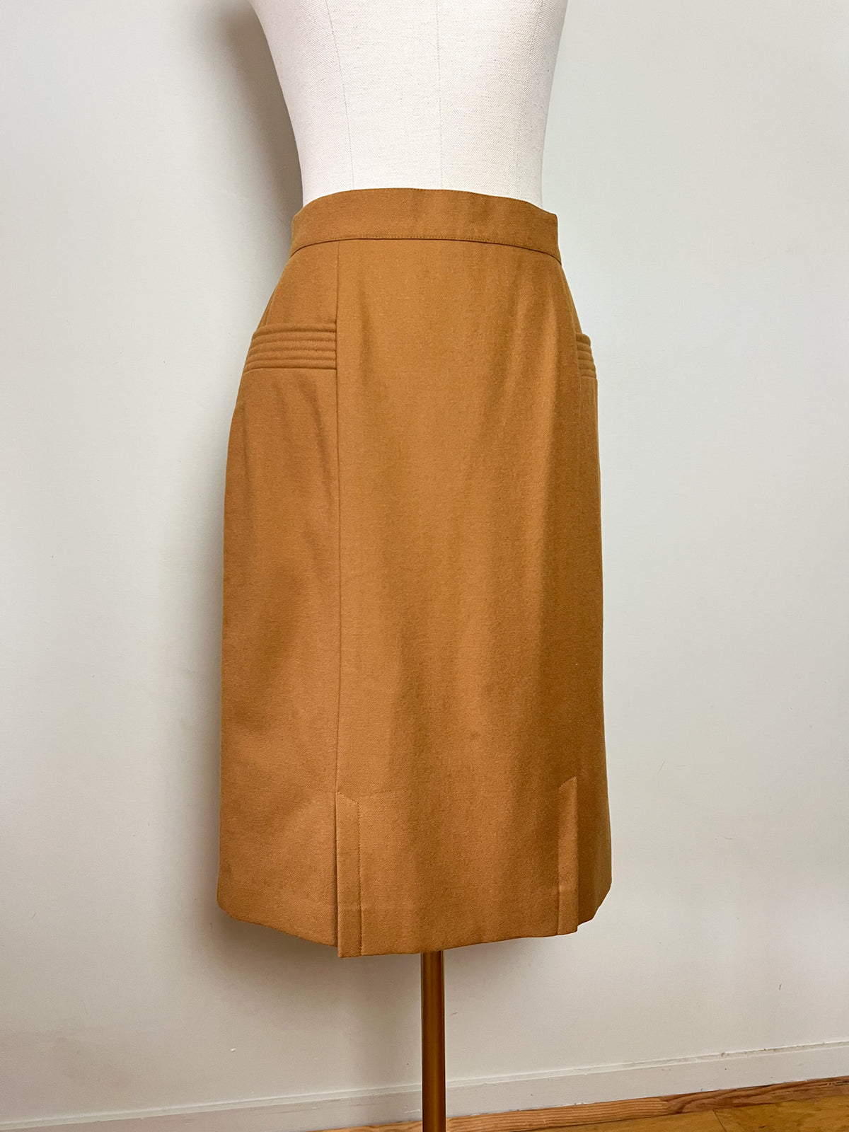 Jupe droite vintage années 70s 80s marron bronze 100 % Laine René Wells Paris Made in France Taille 36