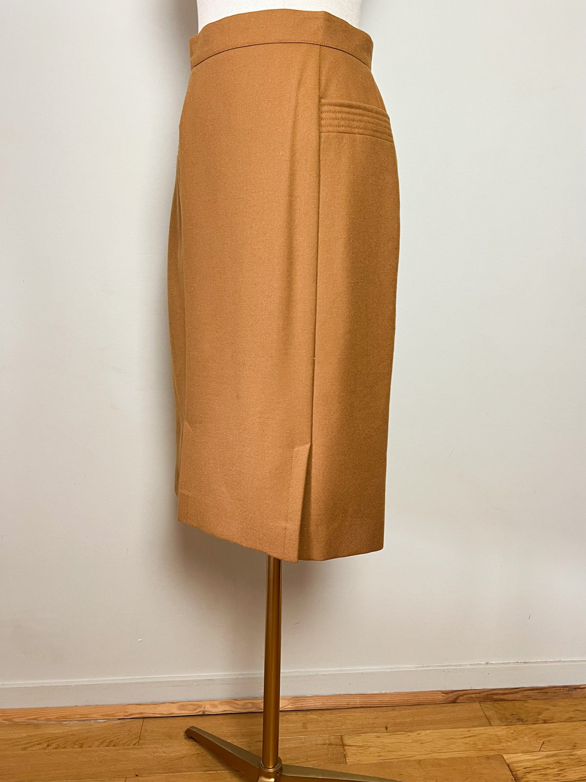 Jupe droite vintage années 70s 80s marron bronze 100 % Laine René Wells Paris Made in France Taille 36