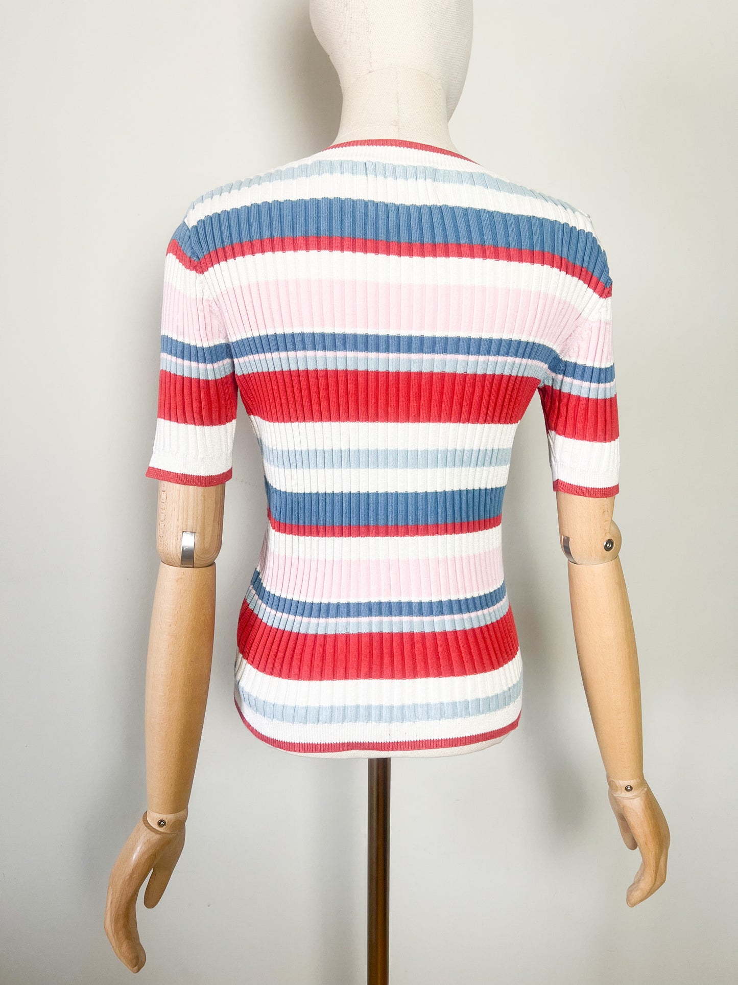 Top t-shirt manches courtes Irisé - Rayures Multicolores - Look Rétro - Marie Sixtine T36