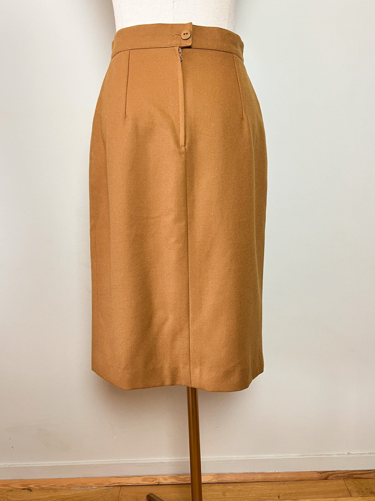 Jupe droite vintage années 70s 80s marron bronze 100 % Laine René Wells Paris Made in France Taille 36