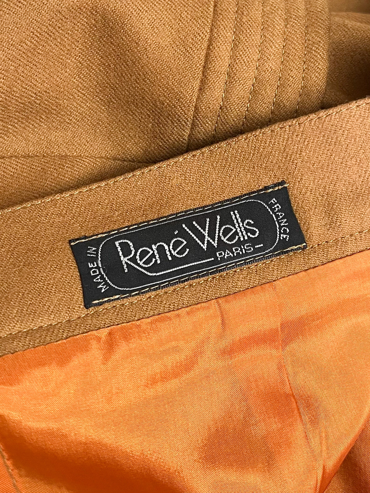 Jupe droite vintage années 70s 80s marron bronze 100 % Laine René Wells Paris Made in France Taille 36