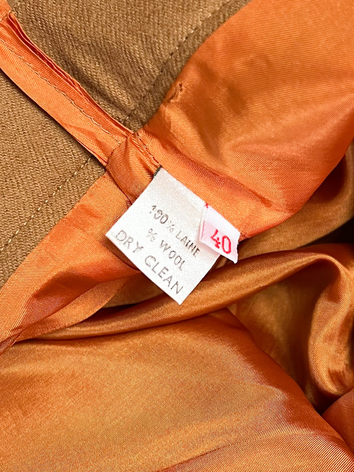 Jupe droite vintage années 70s 80s marron bronze 100 % Laine René Wells Paris Made in France Taille 36