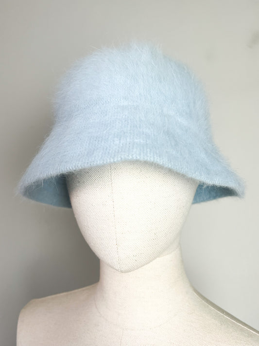 Chapeau Bonnet Nuage Vintage Années 90 - 80% Angora - Bleu Ciel Vaporeux - T. Unique