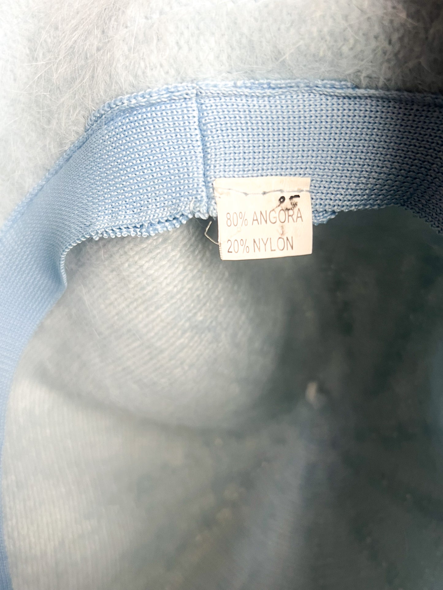 Chapeau Bonnet Nuage Vintage Années 90 - 80% Angora - Bleu Ciel Vaporeux - T. Unique