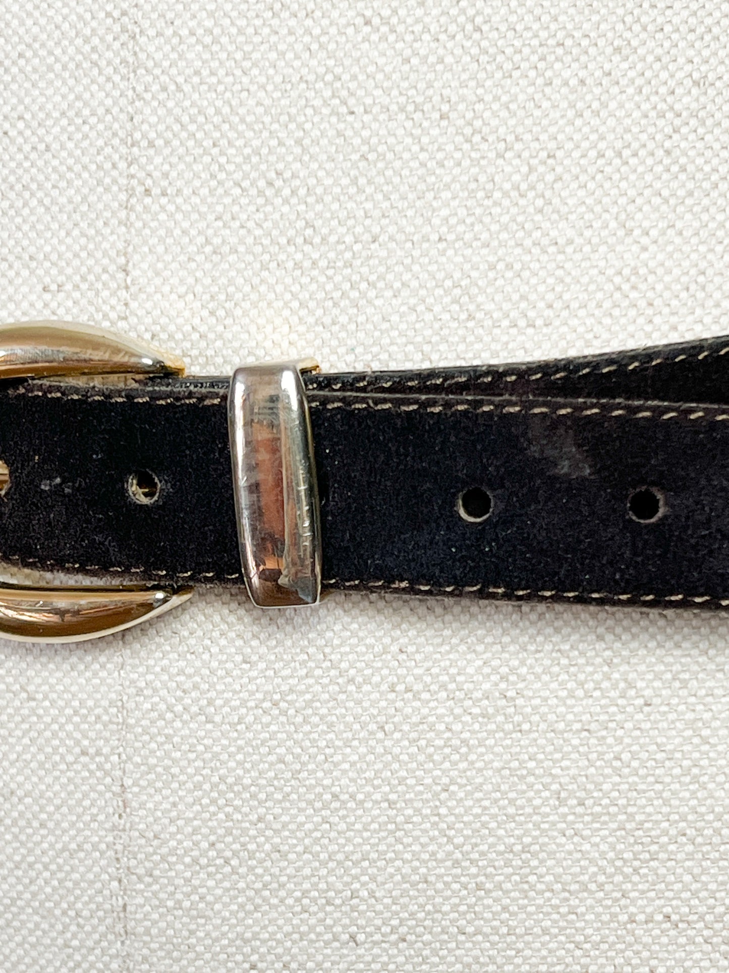 Ceinture Femme Croute de Cuir Marron - Boucle Cœur Doré Ajouré - T. 80 - Made in France