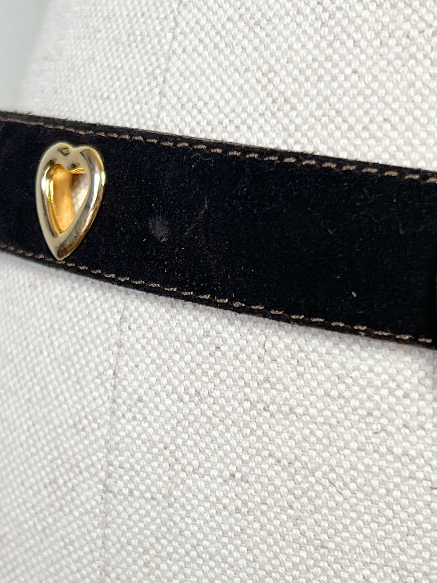 Ceinture Femme Croute de Cuir Marron - Boucle Cœur Doré Ajouré - T. 80 - Made in France