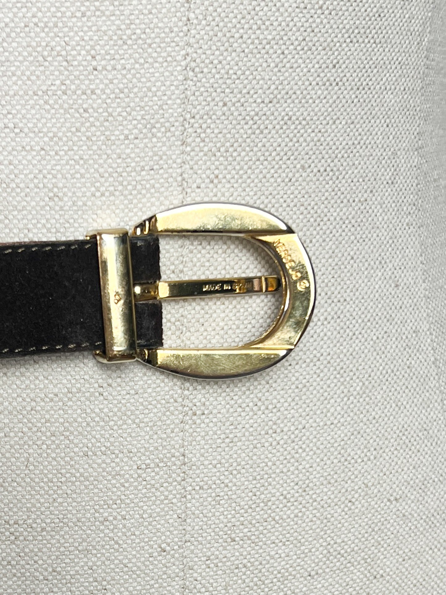 Ceinture Femme Croute de Cuir Marron - Boucle Cœur Doré Ajouré - T. 80 - Made in France