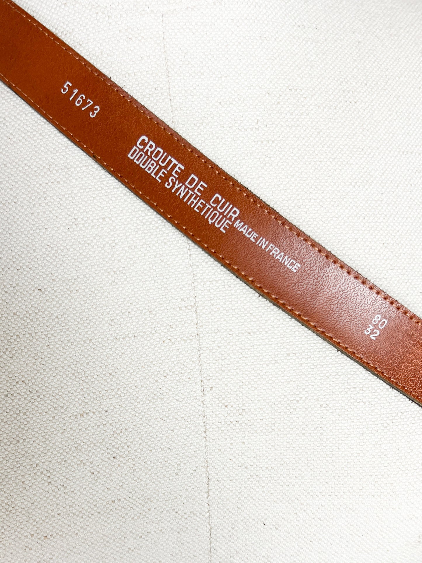 Ceinture Femme Croute de Cuir Marron - Boucle Cœur Doré Ajouré - T. 80 - Made in France