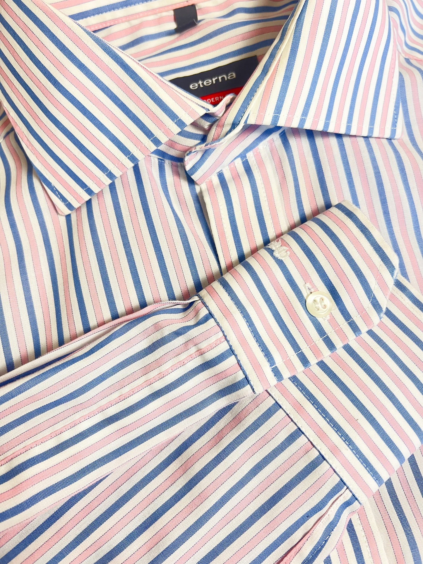 Chemise - Rayures Pastel - Mixte & Repassage Facile Eterna "Swiss Cotton"- TM