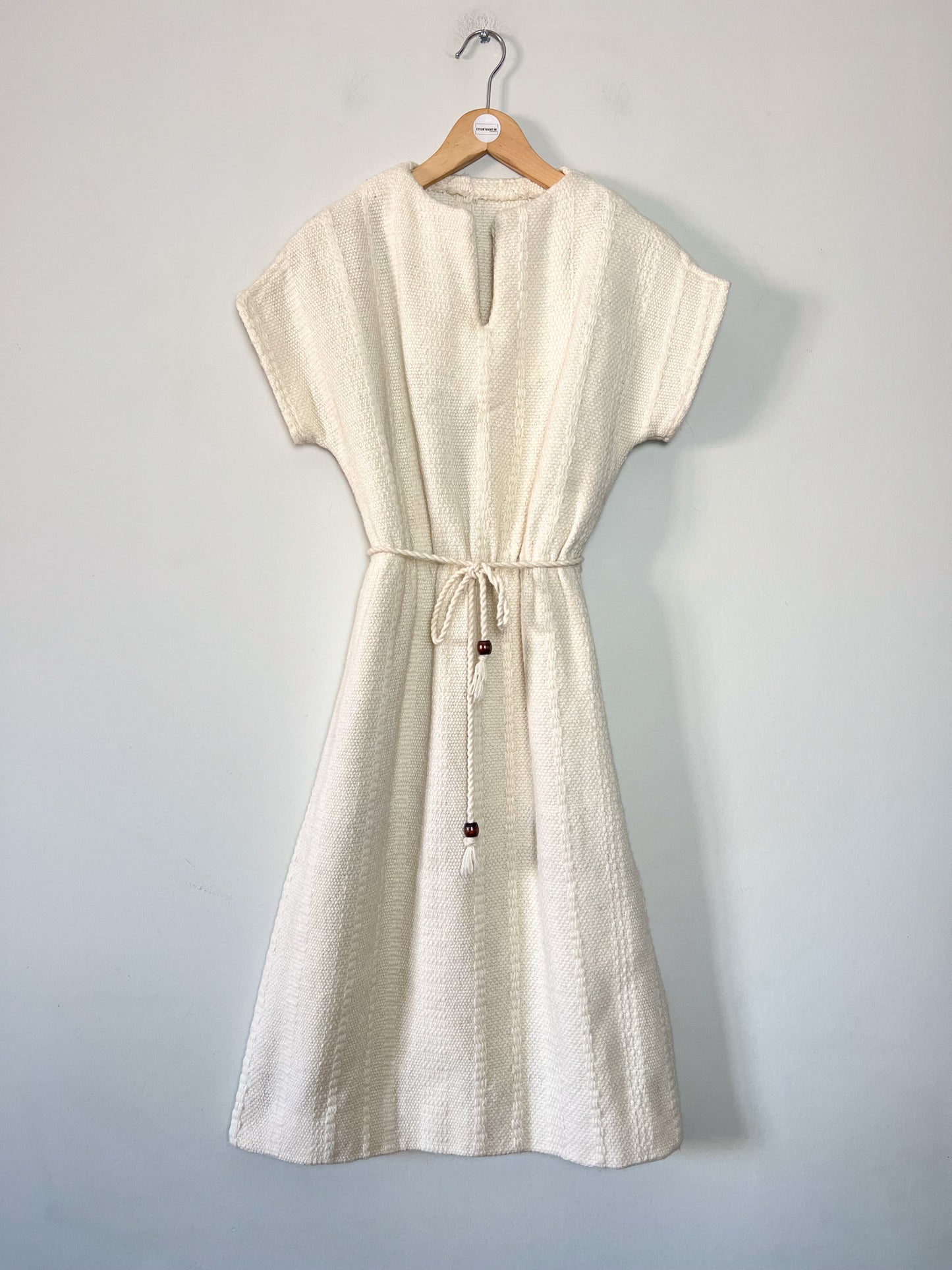 Robe Midi en Maille Vintage Années 70 - Écru en mélange Laine & coton -T36/38