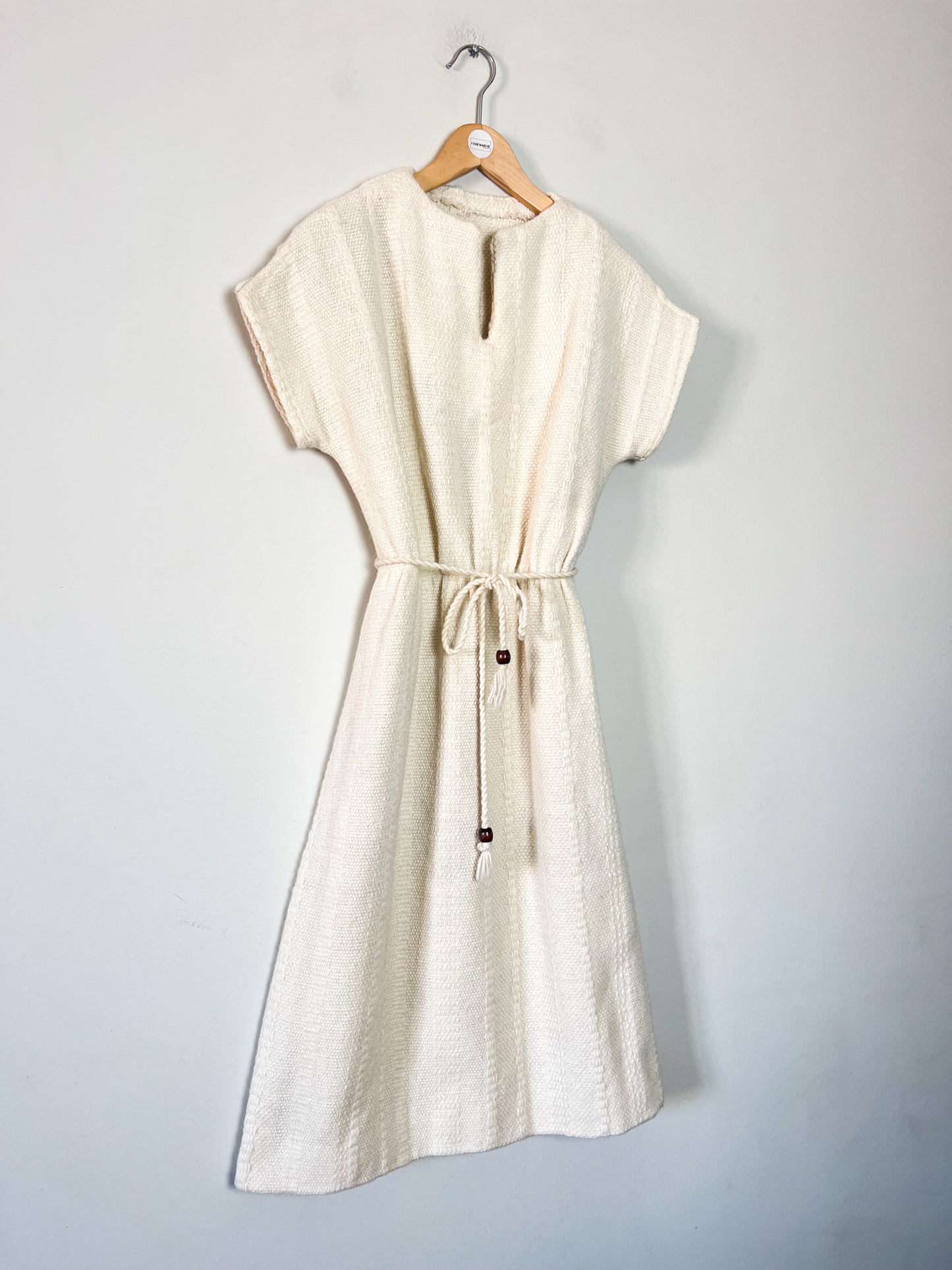 Robe Midi en Maille Vintage Années 70 - Écru en mélange Laine & coton -T36/38