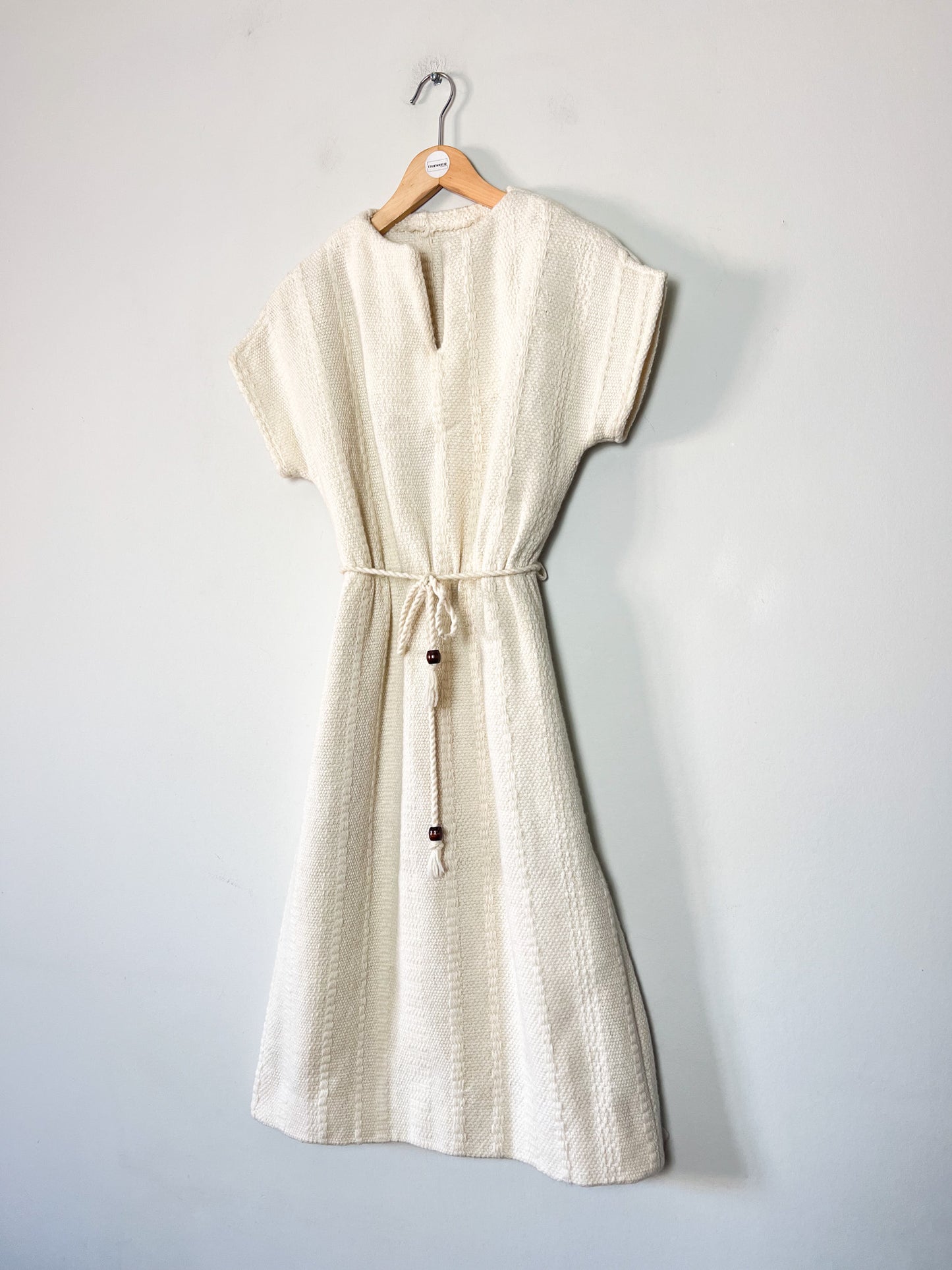 Robe Midi en Maille Vintage Années 70 - Écru en mélange Laine & coton -T36/38