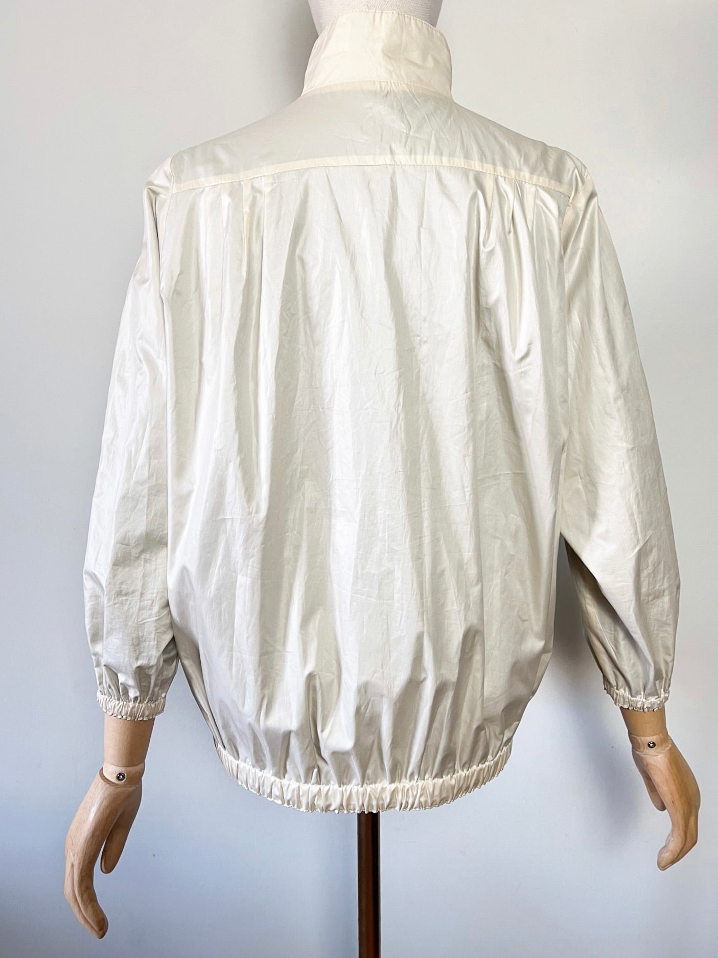 Blouson Coupe-vent Réversible Vintage - Coupe "Boule" 80s/90s - Crème & Marron Glacé - T. 40/42