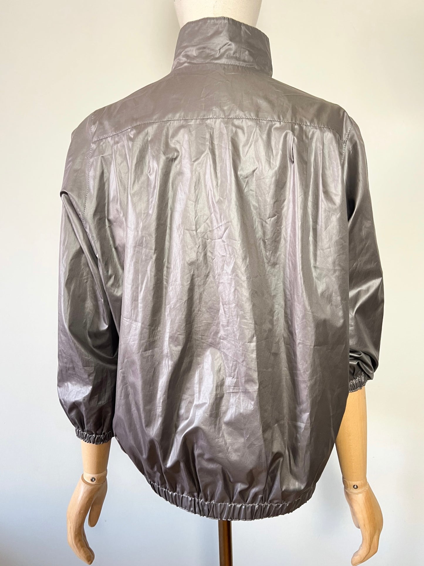 Blouson Coupe-vent Réversible Vintage - Coupe "Boule" 80s/90s - Crème & Marron Glacé - T. 40/42