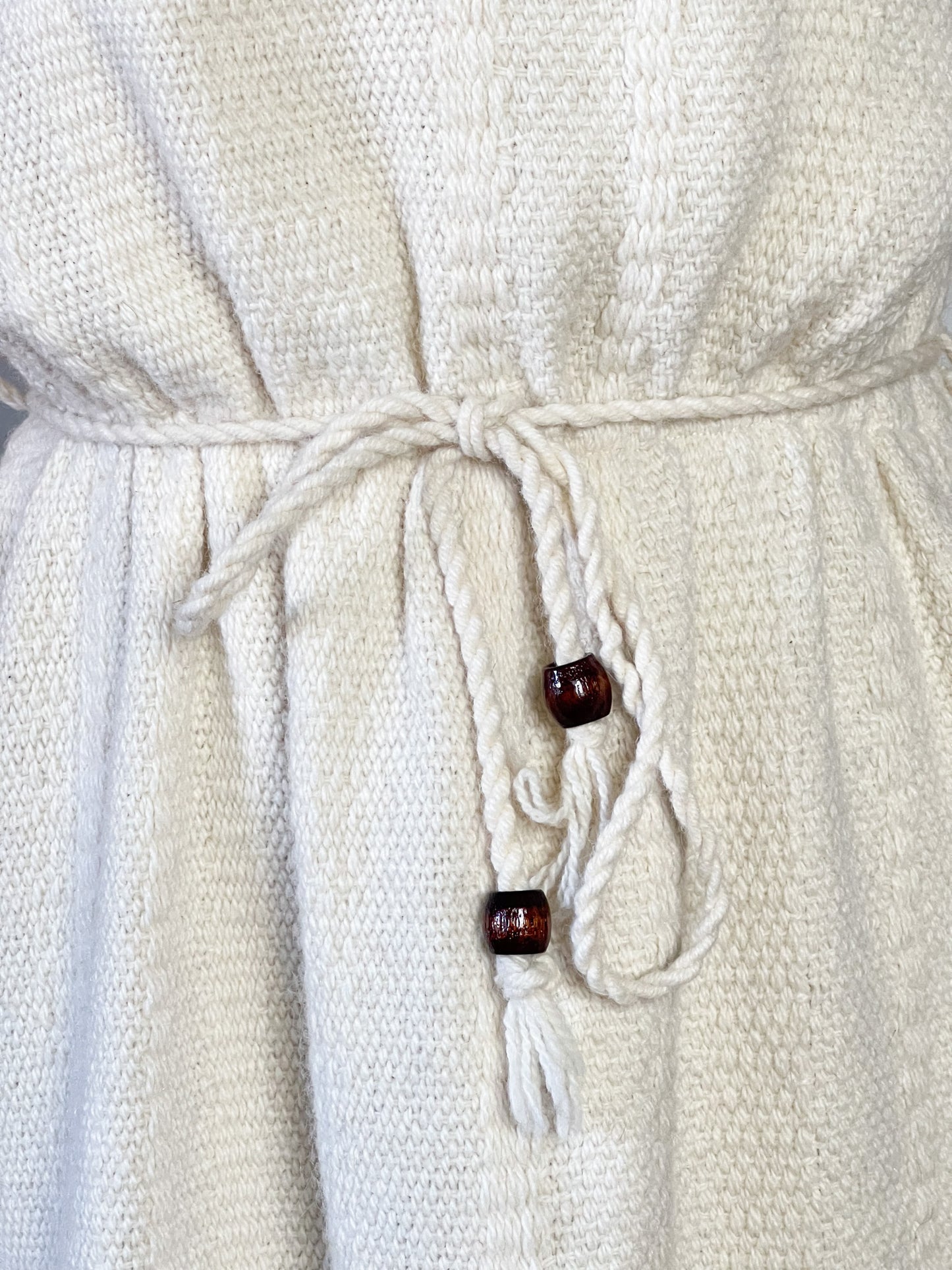 Robe Midi en Maille Vintage Années 70 - Écru en mélange Laine & coton -T36/38